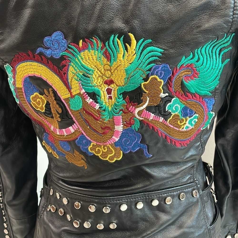 GatsbyLady London Limited Edition Black 100% Lambs Leather Moto Jacket size 2 - Picture 4 of 11
